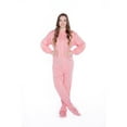 thumbnail image 1 of Big Feet PJs Pink Jersey Knit Adult Footie Footed Pajamas with Drop Seat Sleeper, 1 of 2