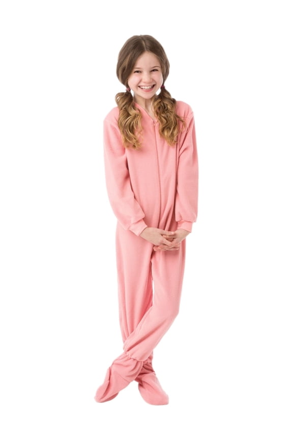Big Feet Pajama Co. Girls’ Pink Fleece Footed Pajamas – Cozy One-Piece Sleepwear, Anti-Pill, Moisture-Wicking, Sizes Child to Tween