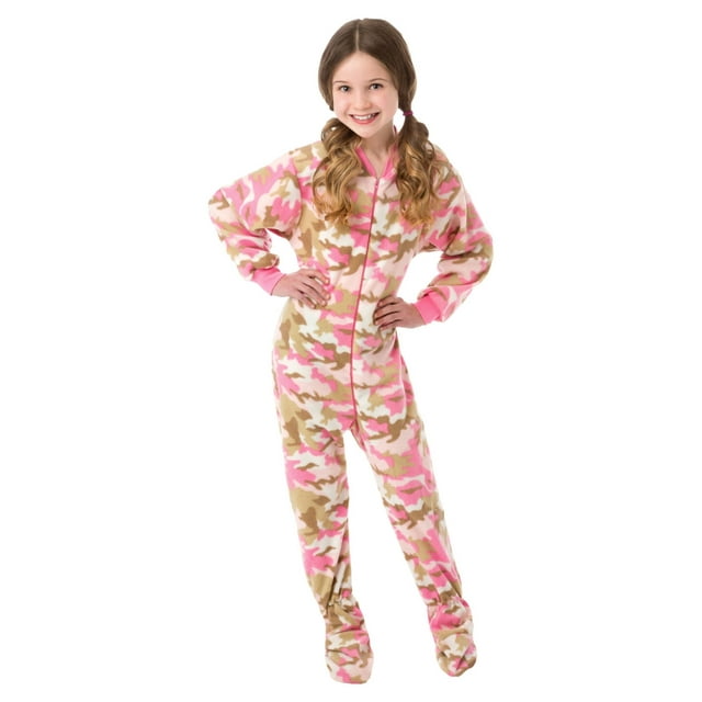 Big Feet Pjs Big Girls Pink Camo Kids Footed Pajamas One Piece Sleeper ...