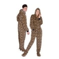 thumbnail image 1 of Big Feet Pjs Leopard Print Hoodie Adult Plush Footed Pajamas Sleeper, 1 of 4