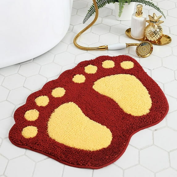 Big Feet Shape Bath Toilet Mat Area Rugs Carpet Doormat Floor Mat Absorbent Mats Bathroom Rugs Bedroom Living Room Kitchen Foot Pad Rug,Red