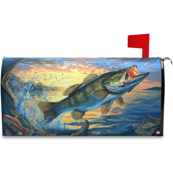 Big Fish Mailbox Covers Magnetic Garden Yard Post Wraps Letter Box Cover Decorations 18 x 20.7 Inches(Standard Size)