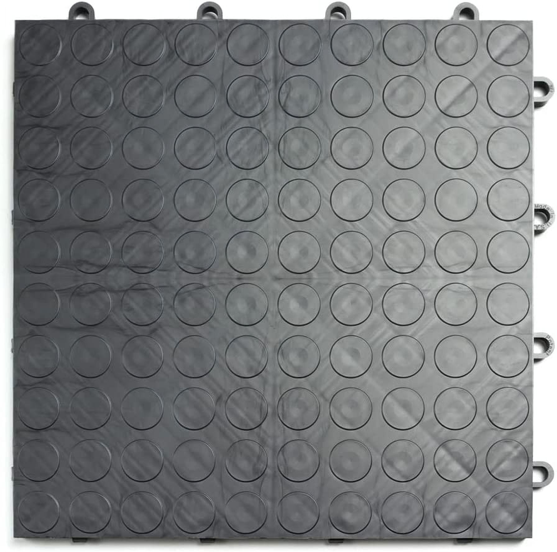 Big Floors GarageDeck Coin Pattern, Durable Copolymer Interlocking Modular Non-Slip Garage Flooring Tile (12 Pack), Graphite