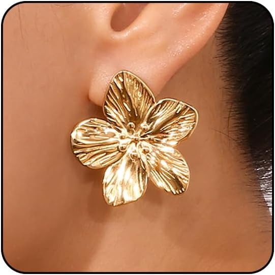 Big Flower Earrings For Women White Flower Earrings Unique Flower Petal Earrings Blue Green Pink Flower Statement Earrings Floral Earrings For Women Summer Fancy Earrings[Z1]