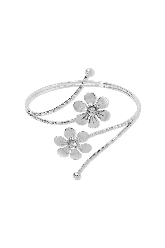 Big Flower/Leaf Arm Cuff Bangle Adjustable Open Armband Elegant Arm Bracelet