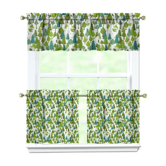 Big Foot 3-Pack Tier Curtains for Kitchen - Funny Creature Lovers Semi-Sheer Window Panels with Rod Pocket, Survival Outdoor Theme (Valance + 2 Panels)
