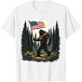 thumbnail image 1 of Big Foot Bigfoot Sasquatch American Flag Patriotic 4th July T-Shirt, 1 of 3