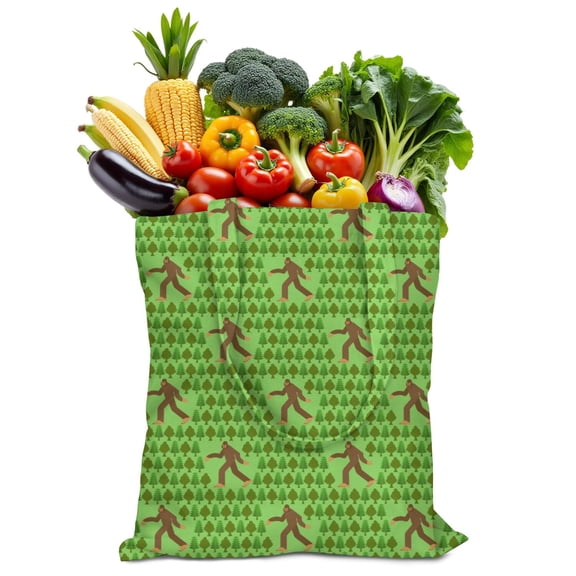Big Foot Camping Tote Bag – Wilderness Creature Reusable Canvas Shopping Bag for Outdoor and Survival Adventures