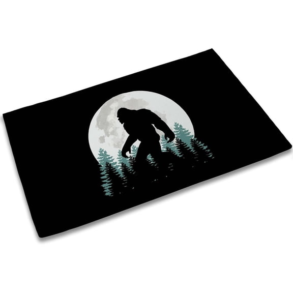 Big Foot Door Mat, 17 x 30 Inch Forest Moon Welcome Doormat Decorative Home Floor Mat, Non Slip Rubber Back and Strong Water Absorption for Outdoor Indoor Entrance Decor