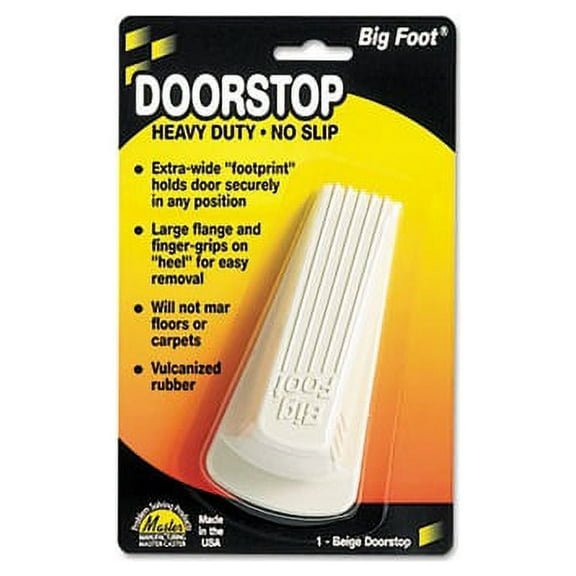 Big Foot Doorstop No Slip Rubber Wedge, 2.25w x 4.75d x 1.25h, Beige
