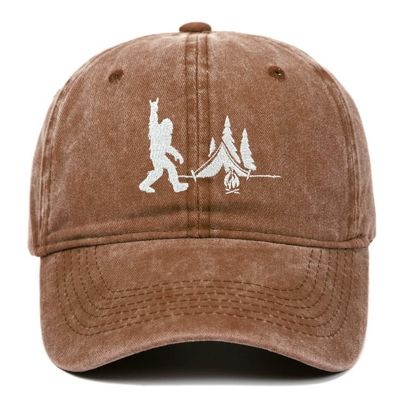 Big Foot Embroidered Washed Baseball Cap Featuring the American Flag for Men and Women