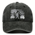 thumbnail image 1 of Big Foot Embroidered Washed Baseball Cap Featuring the American Flag for Men and Women, 1 of 4