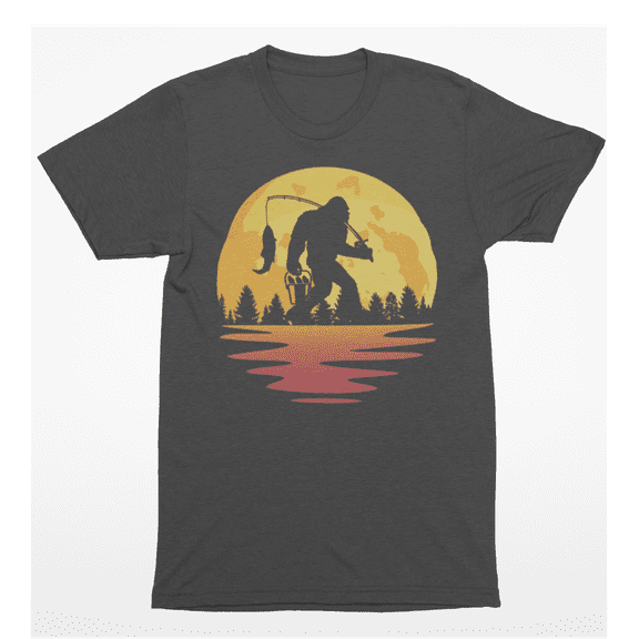 Big Foot Fishing Night Sky Bigfoot Unisex T-Shirt
