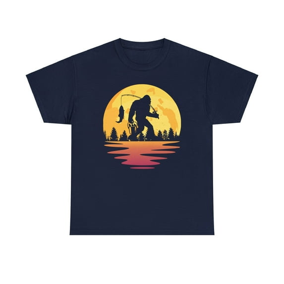 Big Foot Fishing Night Sky Bigfoot Unisex T-Shirt