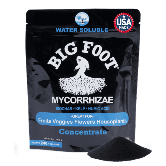 Big Foot Mycorrhizae for Plants, Potted Plants and Gardens - Concentrate Fully Dissolves in Water, Year Round Organic Fertilizer for Root Growth and Healthy Soil - 8 Ounces of Mycorrhizal Inoculant