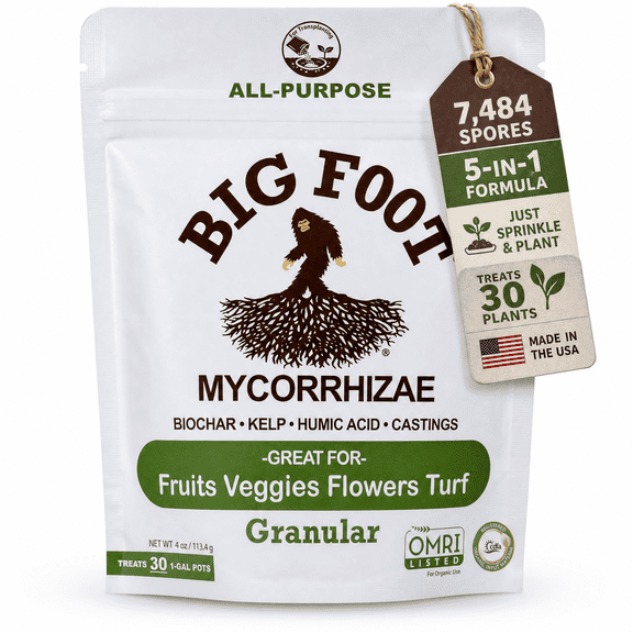 Big Foot Granular Mycorrhizae - Double Your Plant Size Easy to Use Made in USA Treats 30 Plants (7,500 mycorrhizal Spores) 4 Ounces