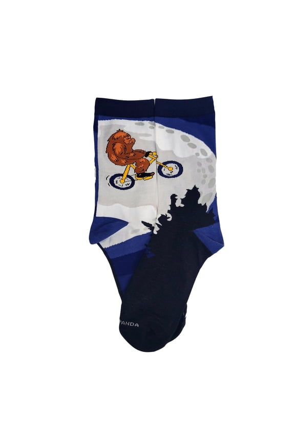 Big Foot Riding a Bike by the Moon Socks from the Sock Panda (Adult Medium - Women's Shoe Sizes 5-10)