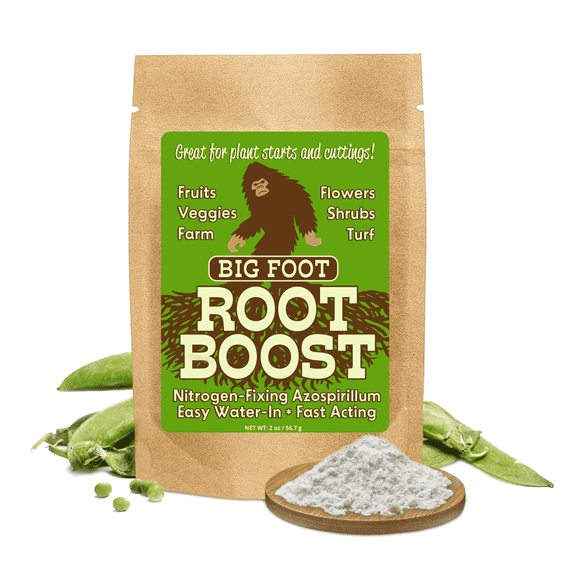 Big Foot Probiotic Root Boost Water Soluble Powder For Established Plants and Transplants - GROW ROOT SIZE, Increase Nitrogen, Grow New Plants from Cuttings, Pea Inoculant - 2 Ounces