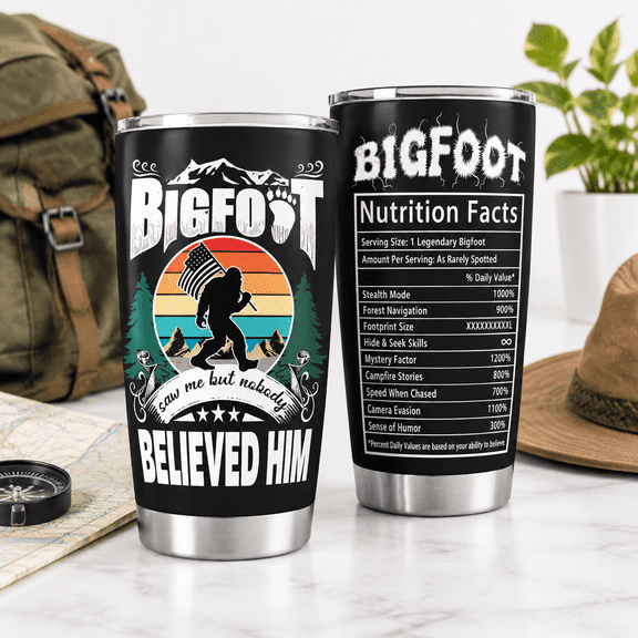 Big Foot Sasquatch Gifts Bigfoot Fathers Day Birthdaymas For Men Dad Women Lovers Travel Coffee Tumbler Mug 20oz