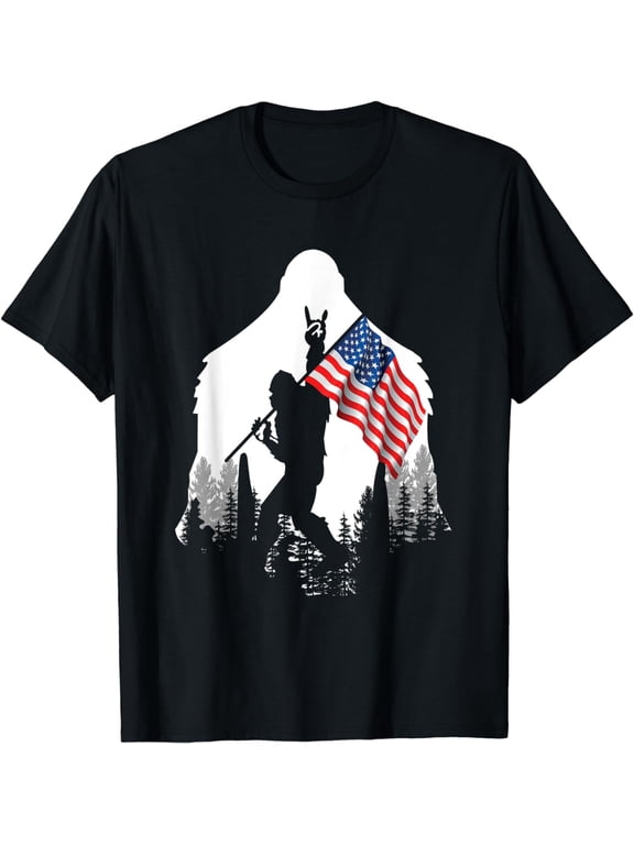 Big Foot Shirt - Bigfoot Sasquatch American Flag Patriotic T-Shirt