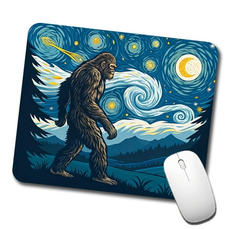 Big Foot Van Gogh Starry Night Mouse Pad Low Profile Gaming Mat