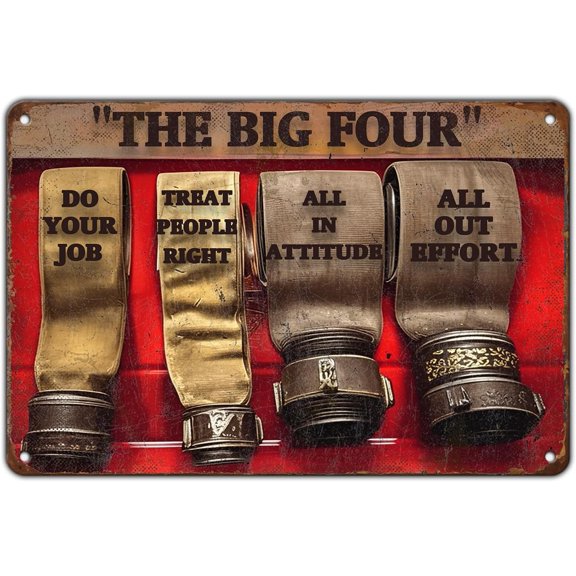 The Big Four Firefighter Do Your Job Firefighter Metal Tin Sign 8x12 Inch Retro Firefighter Metal Poster Plaque Fun Firefighter Tin Sign Home Kitchen Garden Bar Coffee Man Cave Wall Decor