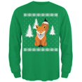 thumbnail image 1 of Big Fox Ugly Christmas Sweater Irish Green Adult Long Sleeve T-Shirt, 1 of 1