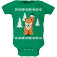 thumbnail image 1 of Big Fox Ugly Christmas Sweater Kelly Green Soft Baby One Piece - 12 month, 1 of 1