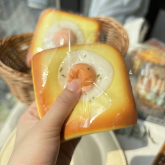 Big Fried Egg Toast Slow Rising Squishy Toy, Extra Thick Egg Bread Fidget Toy for Stress Relief & ASMR Sensory, Gift for Kids & Adults
