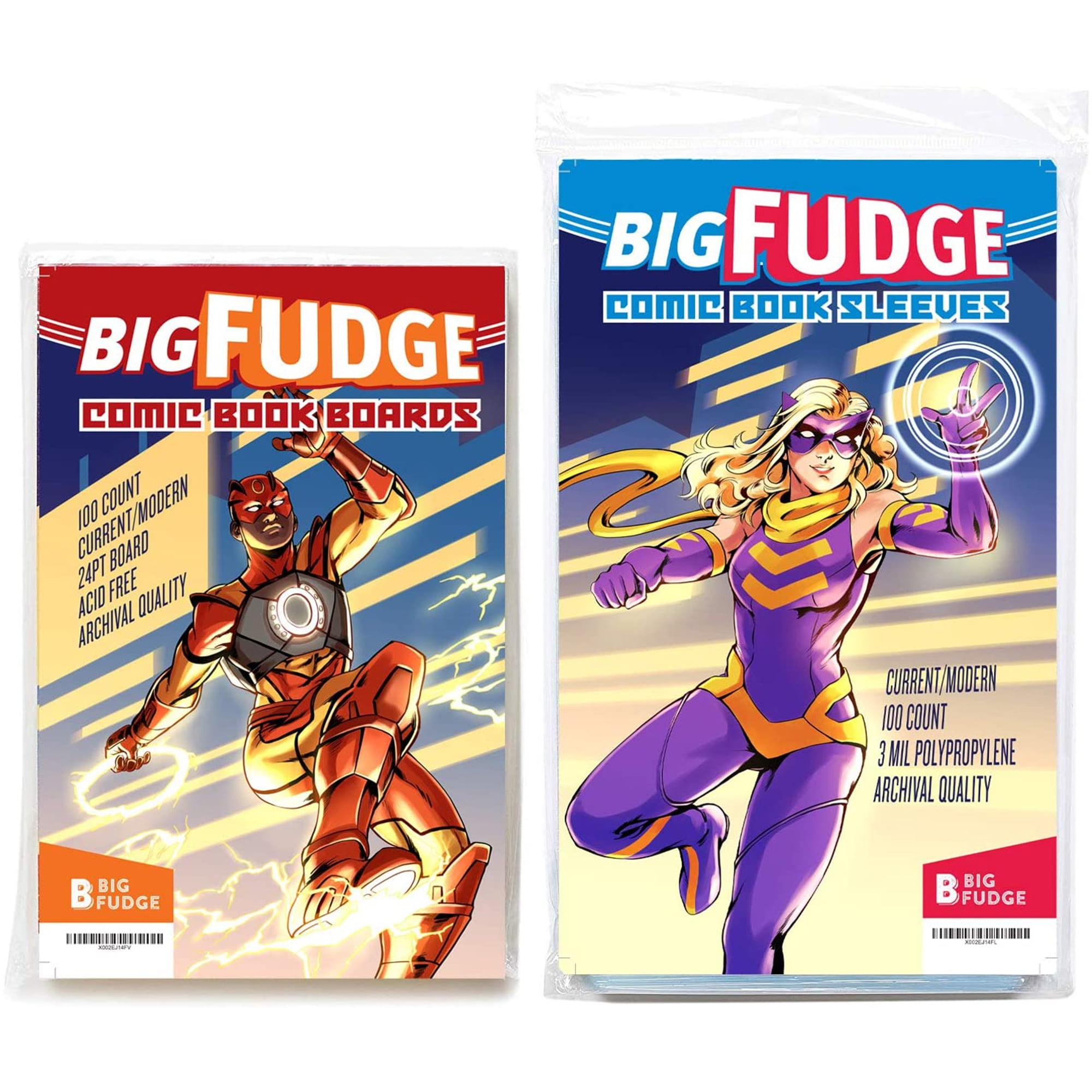 Big Fudge Archival Comic Book Bags and Boards Pack of 100 Comic Bags and 100 Boards for Current Comic Books or 6.87x10.5 Magazine - Acid Free and