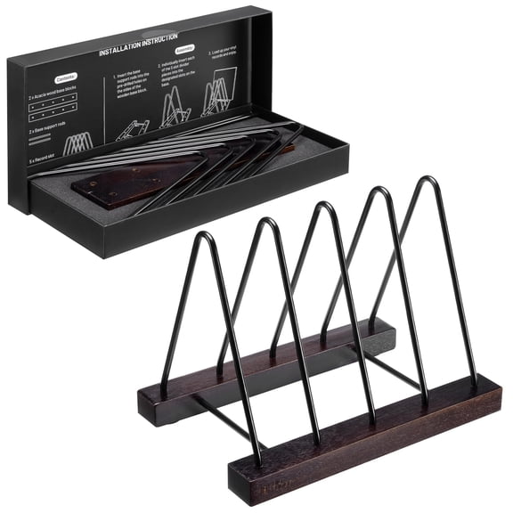 Big Fudge Vinyl Acacia Wood Record Storage - LP Holder with Scratch-Resistant Base - Album Collection Display Stand - Easy-Assemble Organizer Rack for Records - Holds 30-40 LPs