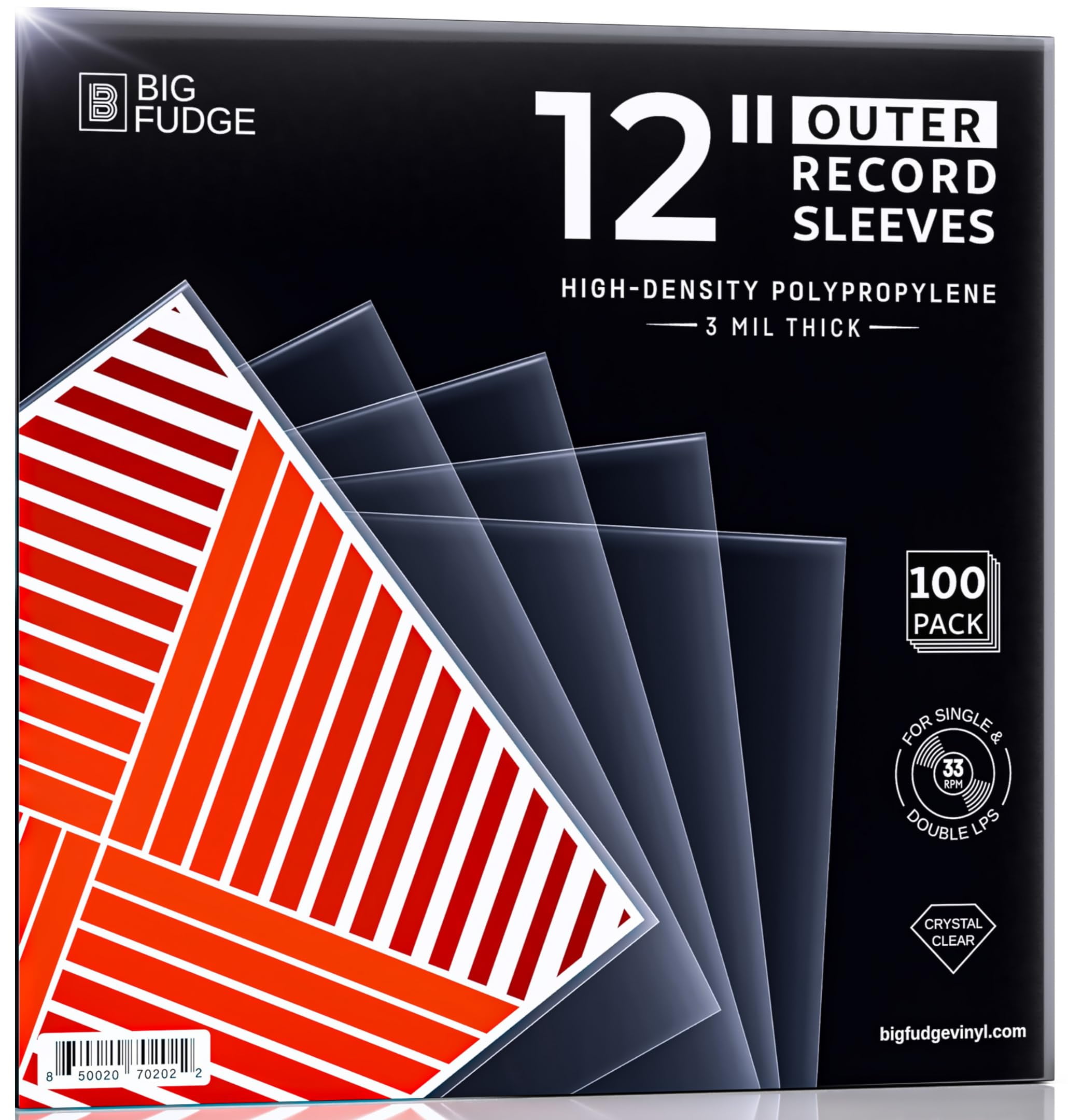 100 Pack of 12-Inch Vinyl Record Crystal Slim Outer Sleeves. Premium-Quality | Crystal-Clear 100 Pack of 12-Inch Vinyl Record Crystal Slim Outer Sleeves. Premium-Quality | Crystal-Clear