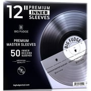 Big Fudge 12-Inch Vinyl Record Inner Sleeves 50 Pack – Clear 3-Ply Anti-Static Rice Paper LP Covers, Acid-Free Protection (White)