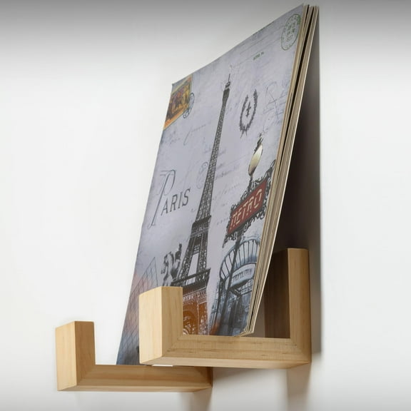Big Fudge Vinyl Record Holder Wall Shelves Set of 2 Wooden LP Display & Storage Rack, Natural