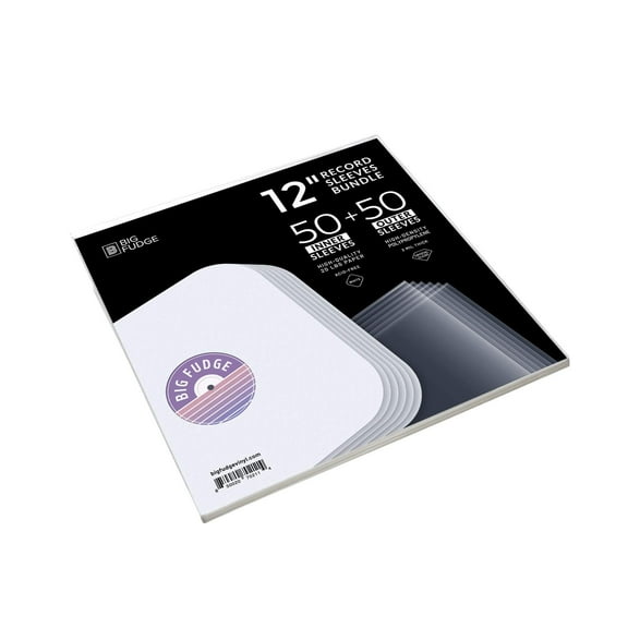 Big Fudge 12-Inch Vinyl Record Sleeves Bundle – 50 Inner & 50 Outer Crystal Clear Acid-Free LP Covers (100 Pack)