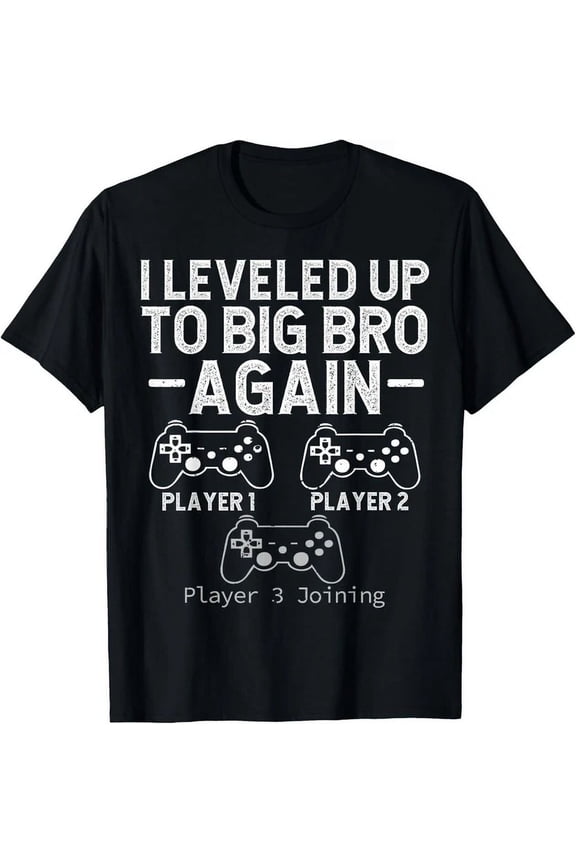Big Funny Brother Est 2025 I Leveled To Brother Up Again T-Shirt