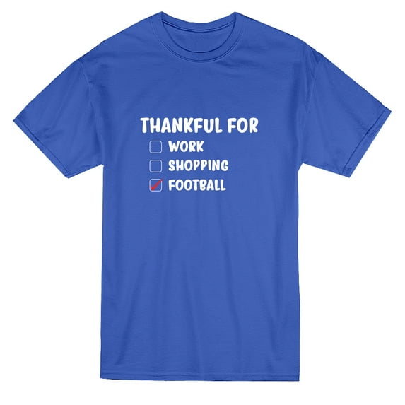 Big Game Thankful For Sports List Graphic Men Royal Blue T-Shirt, Male XX-Large