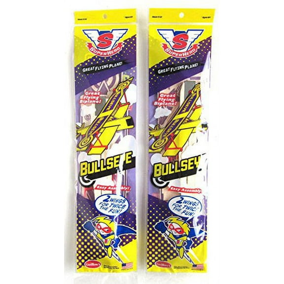 Big Game Toys~(2) Biplane Bullseye Balsa Wood Airplane Glider GUILLOWS Model kit #43