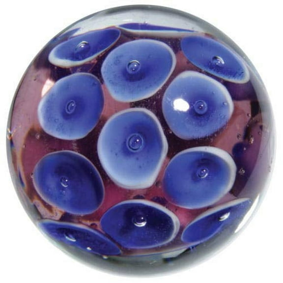 Big Game Toys~22mm (7/8") Frog Spawn Hand Made Art Glass Marble Clear/Purple/Blue