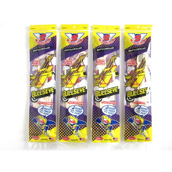 Big Game Toys~(4) Biplane Bullseye Balsa Wood Airplane Glider GUILLOWS Model kit #43