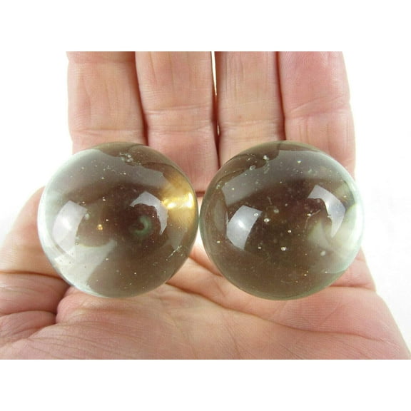 Big Game Toys Set of 2 Soap Bubble Boulders Iridescent Oil soap Large Shooter Solid Glass Marbles
