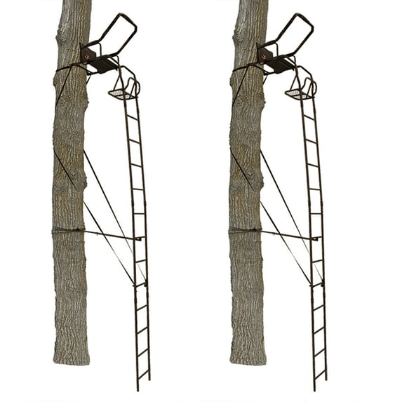 Big Game Warrior DXT 17 Foot Portable Hunting Tree Stand Ladder (2 Pack)