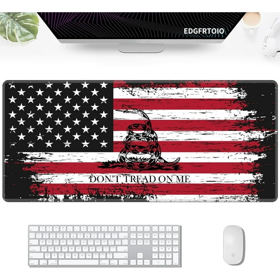 Big Gaming Mouse Pad, Extended 35.4" X 15.75" in Desk Pad for Keyboard and Mouse, Computer Keyboard Mouse Mat 3mm Thick XXL Rubber Mousepad for Laptop Gamer, Snake American Flag