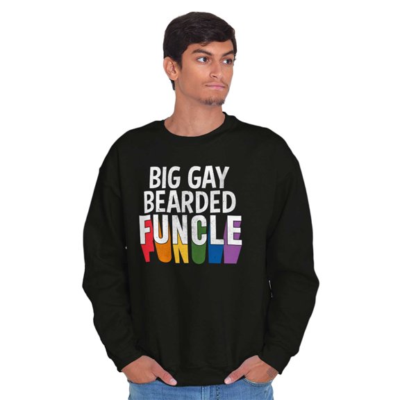Big Gay Bearded Funcle Uncle Rainbow Men's Crewneck Sweatshirt Brisco Brands S