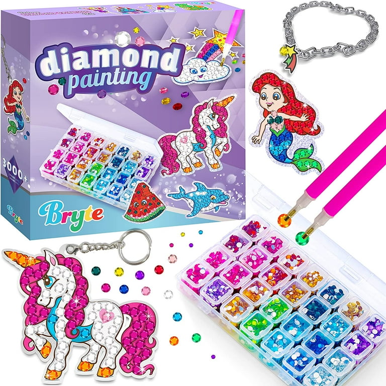 Diamond Painting Kits for Kids, Diamond Art for Kids, 4 Piece Set Big and  Small Diamond Full Drill Gem Art Painting Kit for Girls and Boys Ages 4-6-8-9-12  (4 Piece Set)