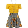 thumbnail image 1 of Big Girl 3 Pieces Set Summer off Shoulder Crop Top T-Shirt Skirt Outfit USA (21JK30S) Yellow 10, 1 of 1
