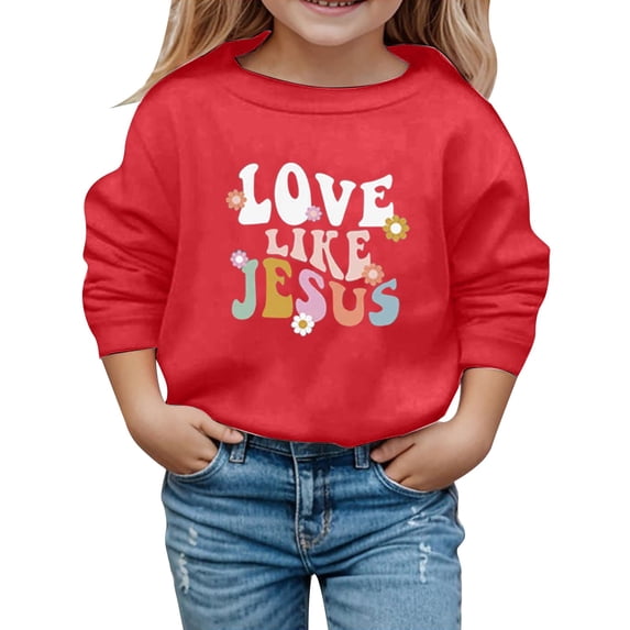 Big Girl' Active Sweat Pullover Sweatshirt Cute Casual Long Sleeve Crewneck Pullover with Print Autumn Winter Outfit Size 9-10T ,Red