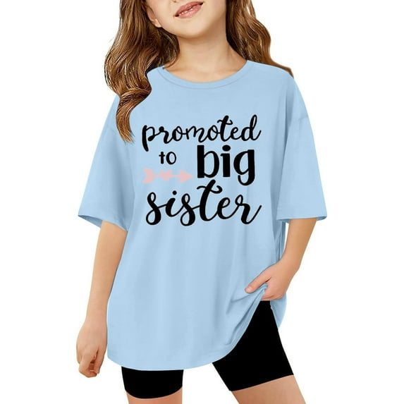 Big Girl Big Sister Tops T Shirt Short Sleeve Tees Birth Announcement Clothes Size 9-10T