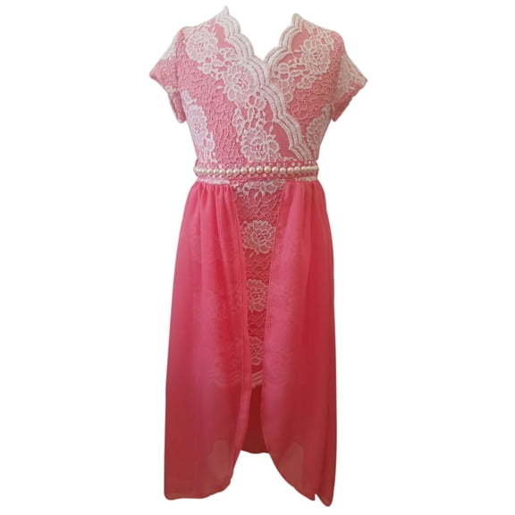 Big Girl Cap Sleeve Lace Chiffon Easter Graduation Wedding Flower Girl Dress Coral 8 JKS 2143 BNY Corner