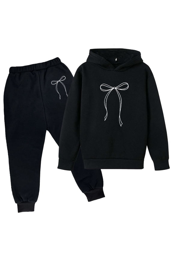 Big Girl Clothing Sets Stylish Floral Print Playwear Daily Fashion Girls Spring Clothes,Black,130